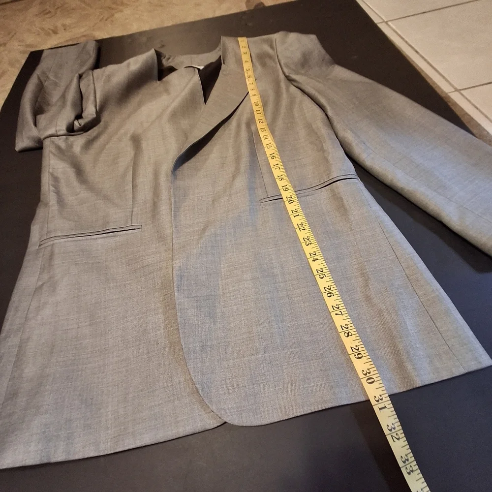 RAEY Blazer Open-Front Grey Long Sleeve Virgin Wool Silk   Women Size UK12 / US8 - Picture 15 of 16